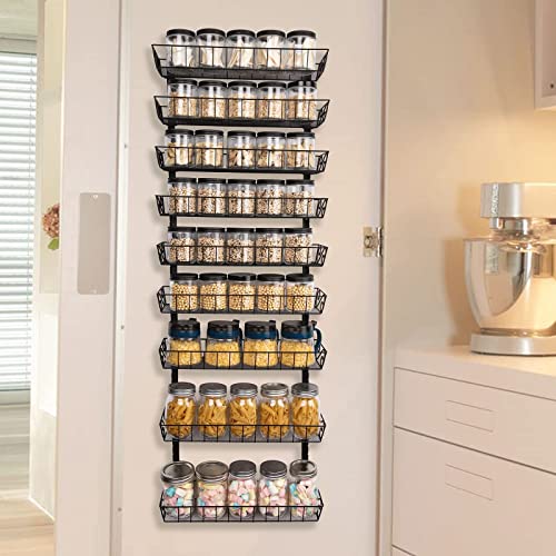 Wall Mount Spice Rack Organizer (9-Tier / Black)