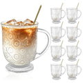 16oz Vintage Glass Coffee Mugs Set (Begonia Flower)