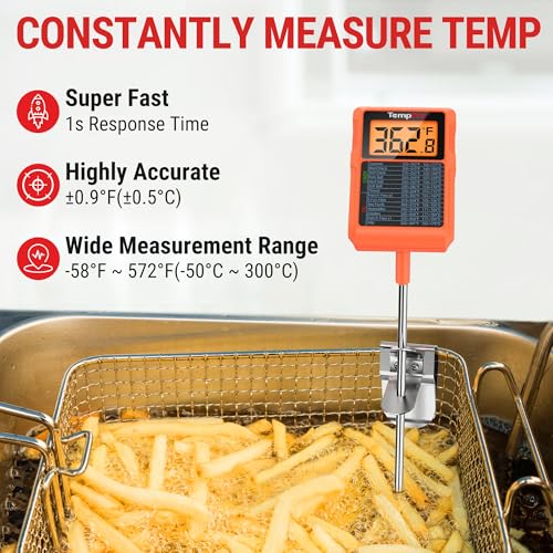 TempDip 1 Sec Digital Candy Thermometer with Pot Clip & 10" Probe (Orange)