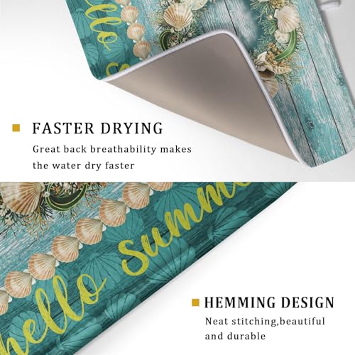 Hello Summer Dish Drying Mat for Kitchen Counter (18" x 24")