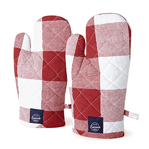 Oven Mitts Heat Resistant Kitchen Gloves (Oven Gloves / Buffalo Red Checks)