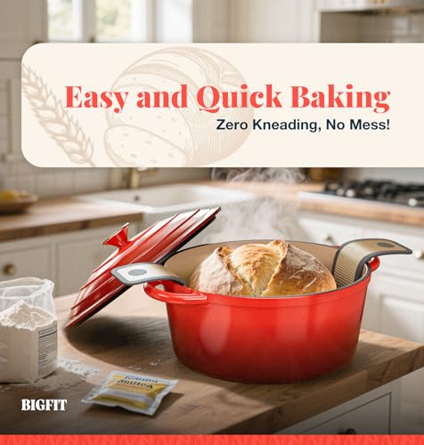 5QT Dutch Oven for Sourdough Bread Baking (Red / 5QT)