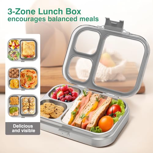 Stainless Steel Bento Lunch Box (Gray / 27oz (800ml))