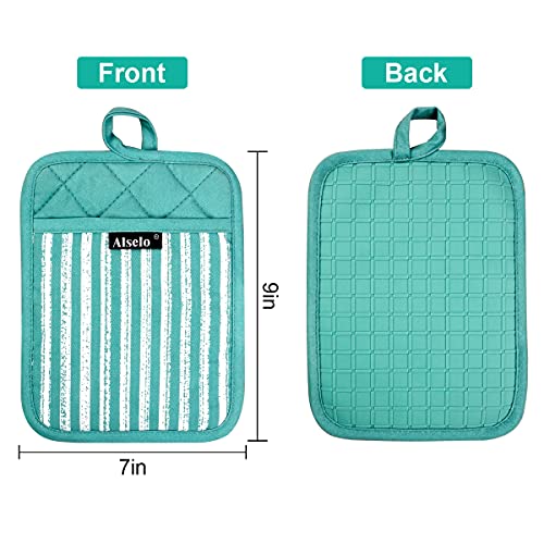 Silicone Pot Holders Set of 3 Heat Resistant & Non Slip Potholders (Green)