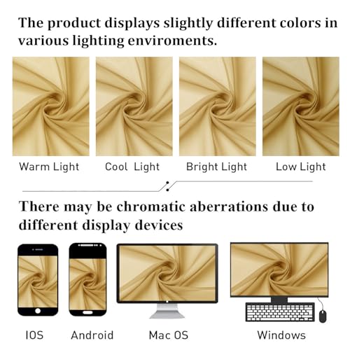Gold Sheer Curtains 90 Inches Long 2 Panels Set (Gold / 59"W x 90"L (Pack of 2))