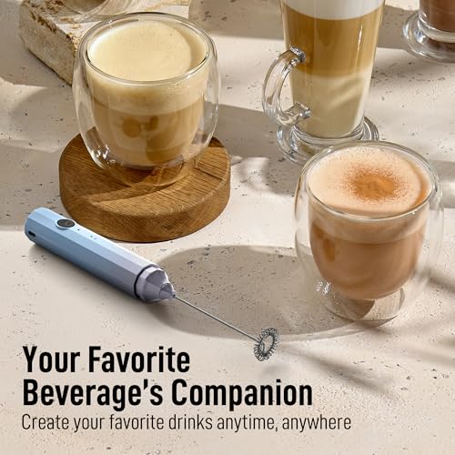 Zulay Froth N Go Milk Frother (Dove Cloud / Rechargeable Frother)
