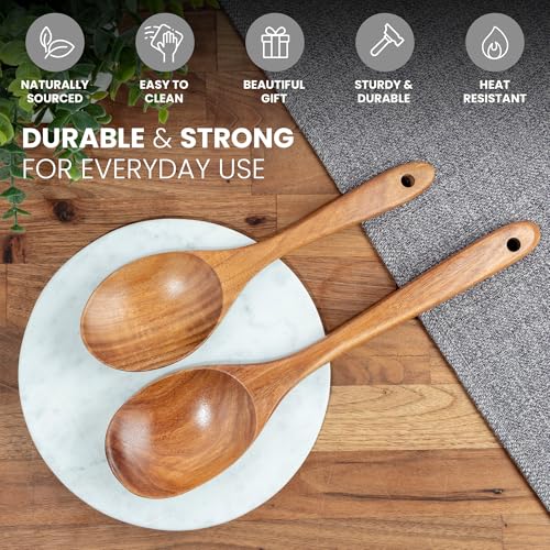 Teak Wood Utensil Set (2-Piece Large & Small Cooking Spoons)