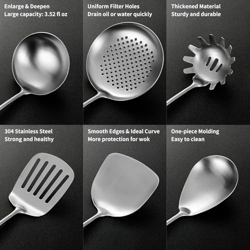 18 10 Stainless Steel Kitchen Utensils Set (Large / SILVER-10 Pieces)