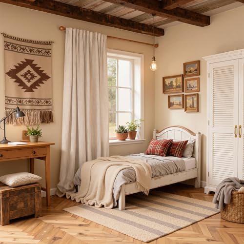 Natural Linen Living Room Curtains (50"W x 120"L (Pack of 2) / Natural Linen)