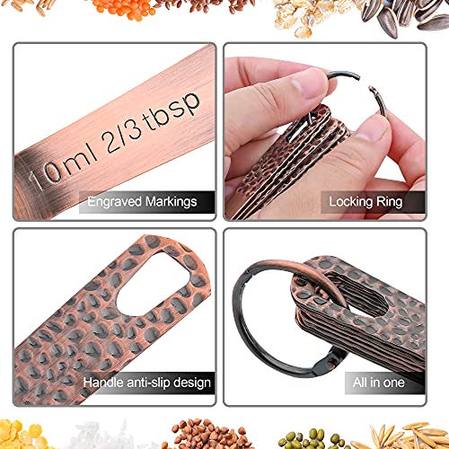 Copper Measuring Cups and Spoons Set (A1: Copper-13 Pieces)