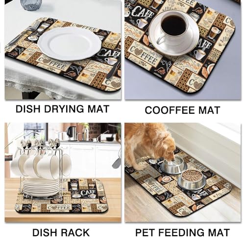Silicone Flower Dish Drying Mats for Countertop (Coffee-10-1 / 24" x 18")