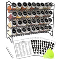 Spice Rack Organizer with 36 Spice Jars 4 oz (Black)