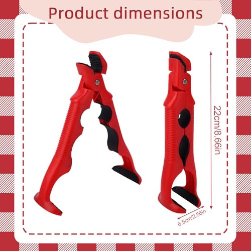 2pcs 3-in-1 Hot Plate Grippers, Premium Non-Slip Kitchen Anti-Scalding Clips High Temperature Resistant Kitchen Dish Tongs Holder for Bowl & Plate Lifter and Can Opening (Red)
