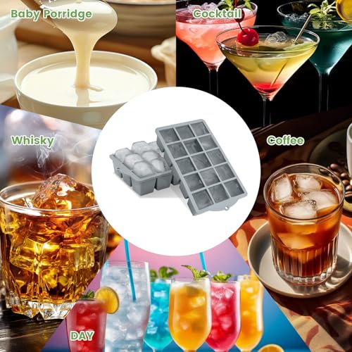 Silicone Ice Cube Tray with Lid (Gray)