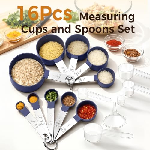 16PCS Measuring Cups and Spoons Set (Blue)