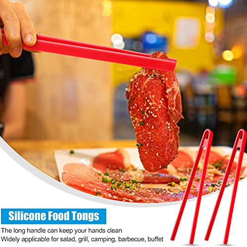 2 Pcs 11.8 Inch Silicone Cooking Tongs Tweezers (Black, Red)