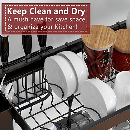 Over Sink Dish Drying Rack (Black / 2 Tier)