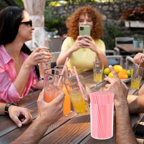 500 Pcs Pink Coffee Stir Sticks Set Coffee Stirrers Holder Acrylic Stir Stick Holder Bar Straws Cocktail Straws Drink Stirrers for Coffee Bar Cocktail Milk Tea Restaurant Home Kitchen Party Supplies (Pink / 500 Pcs)