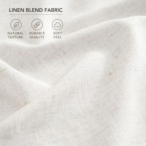 Pinch Pleated 100% Blackout Linen Curtains for Bedroom 108 Inch (White/Linen 100% Blackout / 40"W x 108"L (Pack of 2))