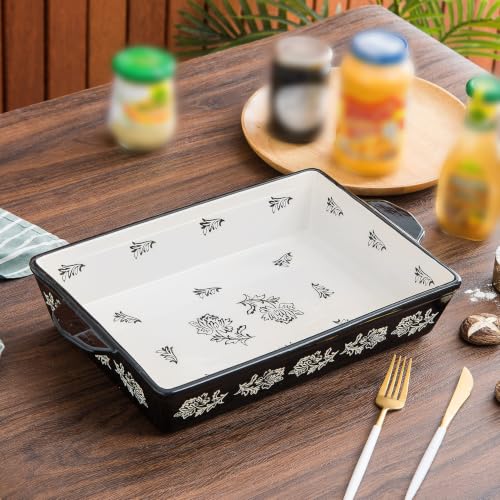 Casserole Dish Baking Dish Ceramic Lasagna Pan Bakeware Sets Baking Dishes 13x9 Baking Dish (Black)