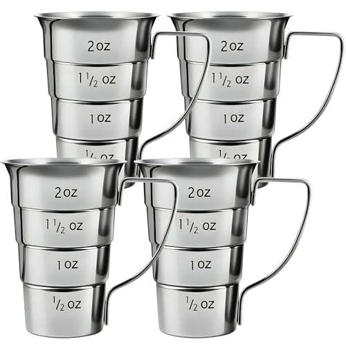 4 Pieces Stepped Jiggers with Handle