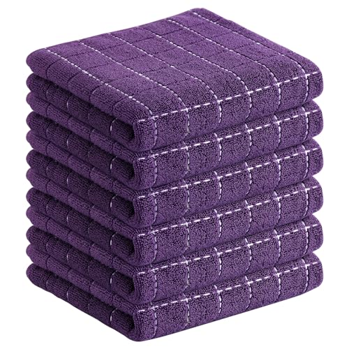 100% Cotton Terry Kitchen Towels (Purple / 13 X 28 - 6 Pack)