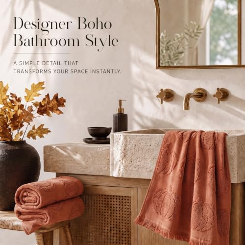 Decorative Fall Hand Towels for Your Bathroom Or Kitchen (Orange)