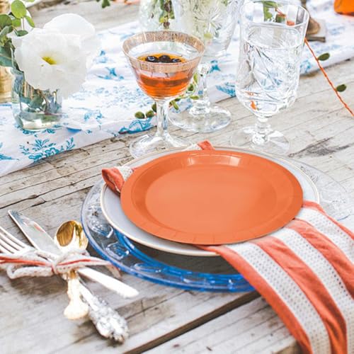 50 Pcs Orange Paper Plates 7 Inch Orange Dessert Plates Disposable Dinner Plates for Baby Shower Bridal Shower Birthday Party Supplies Disposable Paper Plates (orange dinner plates / 50 Pcs)