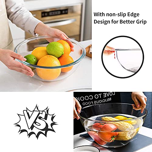 Glass Mixing Bowl with Airtight Lids (4 Pack Clear Green)