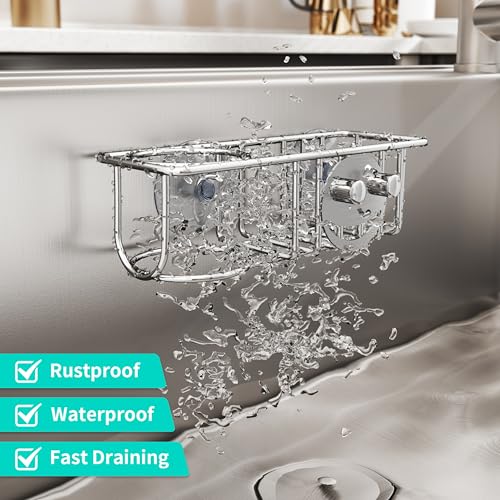Sink Caddy Sponge Holder (Silver - With Smiley Sponge Holder)