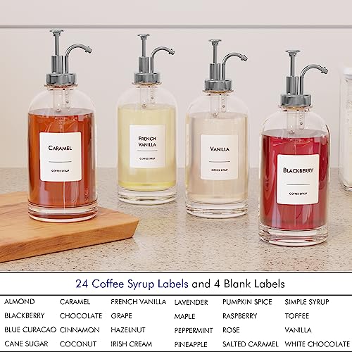 16.9 oz 500 ml Coffee Syrup Dispenser Set (2 Pack / Silver)