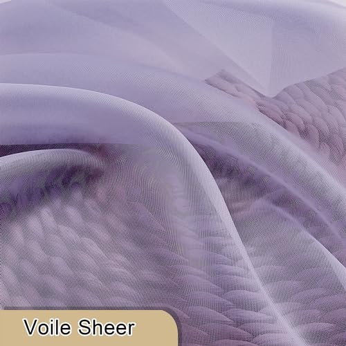72 Inch Light Purple Sheer Curtains & Panels Set of 2 (Lavender / 40"W x 72"L (Pack of 2))