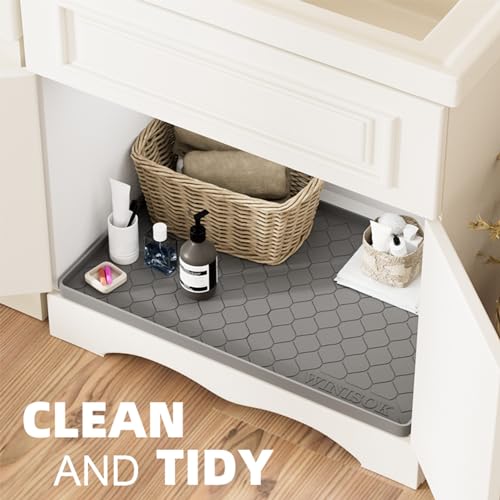 Waterproof Under Sink Mat 34" x 19" (19"W x 34"L / Light Gray)