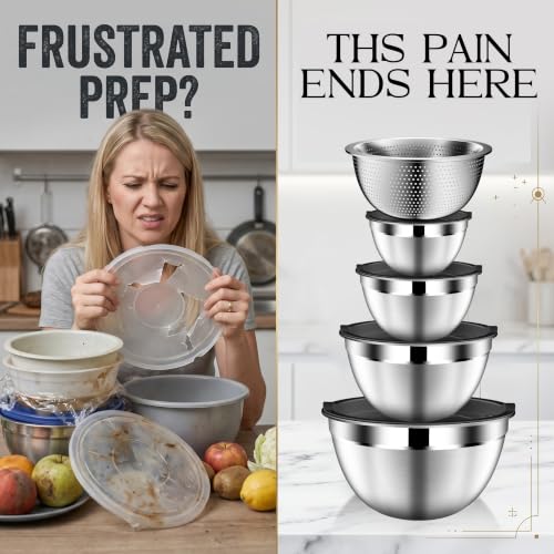 Mixing Bowls with Lids Set (9PCS Black)