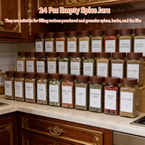 Spice Jars with Labels (Brown)