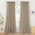 Extra Long Linen Curtains for Dining Room 120 inches Long (Khaki / 52"W x 120"L (Pack of 2))