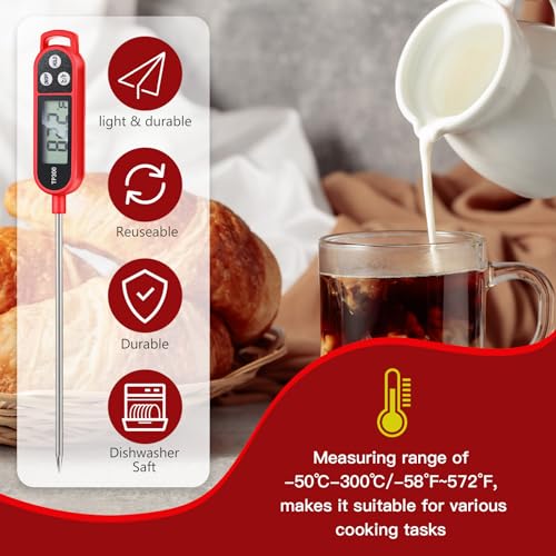 12 Pcs Meat Food Thermometer Food with Probe (Red)
