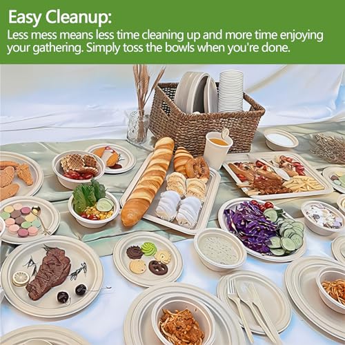 16 Oz Disposable Bowls Heavy Duty Small Paper Bowls made of 100% Compostable Heavy (Natural / 16 Oz)