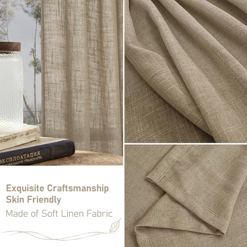 Taupe Short Linen Curtains for Small Windows 40 Inch Length (34"W x 40"L (Pack of 2) / Taupe)
