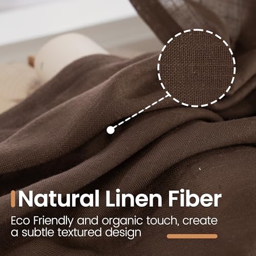 Brown Linen Curtains 63 Inches Long for Bedroom Windows (Brown / 42"W x 63"L (Pack of 2))