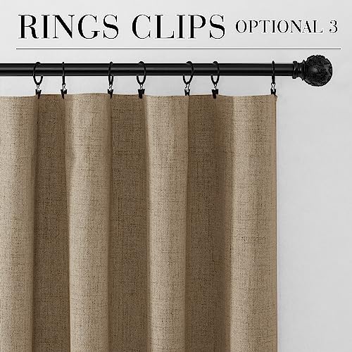 Burlap 100% Blackout Curtains 63 Inch Long for Bedroom Bedroom (Burlap / 52"W x 63"L (Pack of 2))