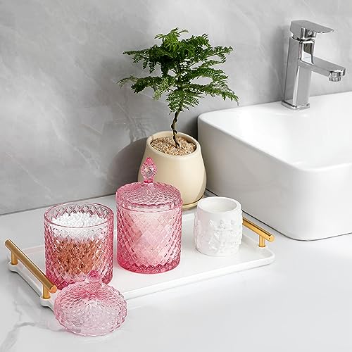 2 Pack Qtip Holder Apothecary Jars with Lid (23 oz (2 pack) / Pink)