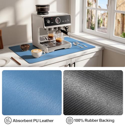 Coffee Mats for Coffee Bar Accessories (Blue / 19" x 12")