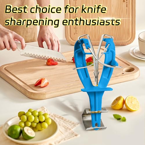 Stainless Steel Knife Sharpener Tool with Bracket (Blue)