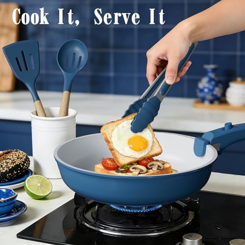 Pots and Pans Set Non Stick (Navy)