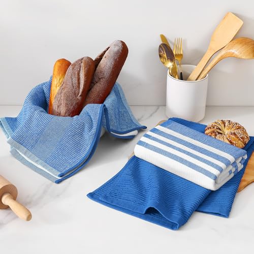 Cotton 380 GSM Premium Kitchen Towels (Blueberry / 18" X 28" - 3 Pack)