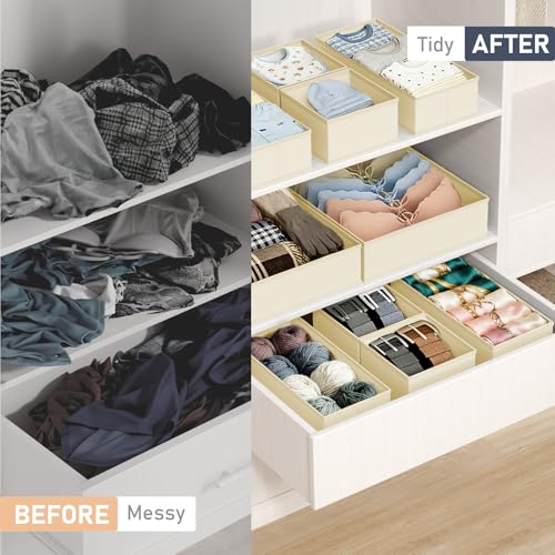 Drawer Organizer Clothes (Beige / 26 Pack)