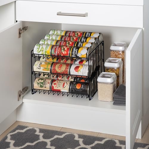 3 Tier Can Storage Organizer Rack in Black (Black / 14.5 x 11.5 x 11 inches)