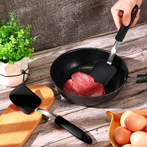 2 Pcs Mini Silicone Cookie Brownie Spatula (Solid Flat / Black)