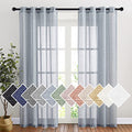 Linen Textured Semi Sheer Curtains 84 inches Length (52"W x 84"L (Pack of 2) / Sea Mist)